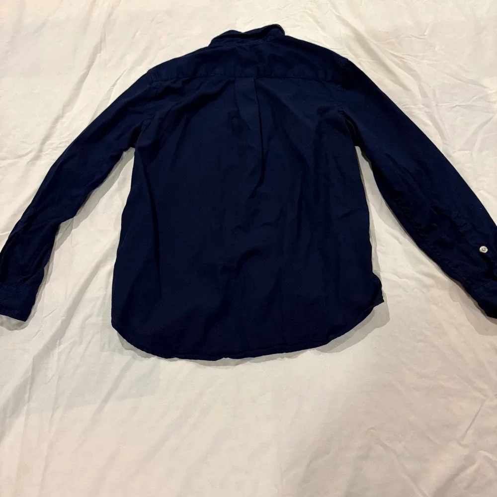 Ralph Lauren Boys‎ Navy Blue Cotton Button Down Shirt Size M 10-12 Long Sleeve
